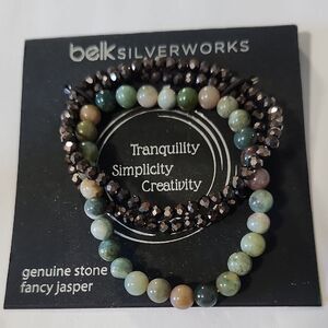 Belk Silverworks Genuine Stone Fancy Jasper Bracelet Set